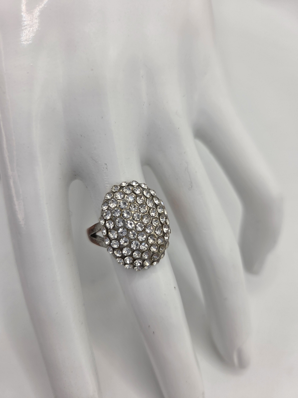 Veroness Silver Crystal Pavé Dome Ring Size 7